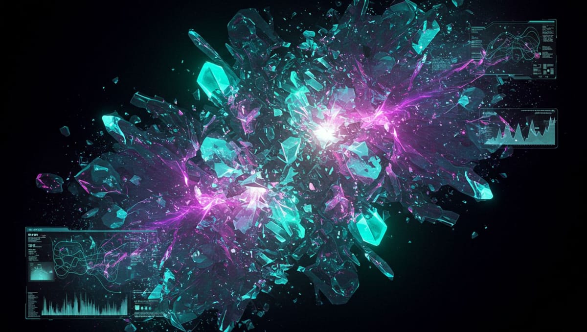 Crystalline AI network partially concealed behind prismatic barriers; visualization of AI sandbagging concerns in OpenAI's safety research priorities