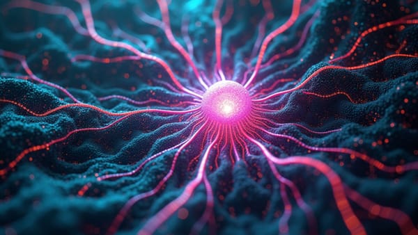 Neural network radiating prismatic light through fractal information patterns; visualization of AI Maximalism concept challenging institutional resistance