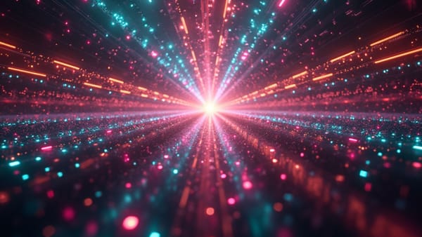 Prismatic AI cognition visualization with temporal expansion matrices and iridescent spectral gradients representing asynchronous computation evolution.