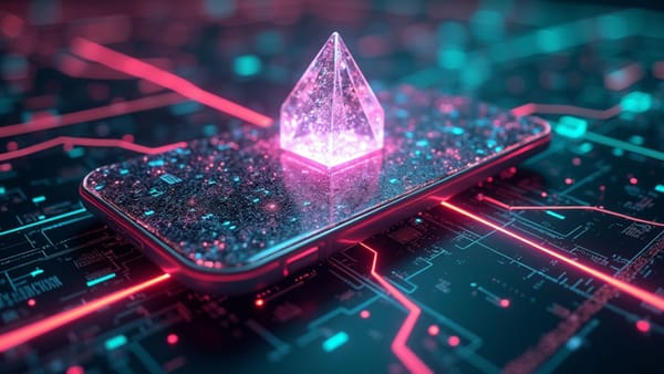 Prismatic surveillance network visualization with holographic smartphone components and isolated data node | Digital privacy | Surveillance capitalism