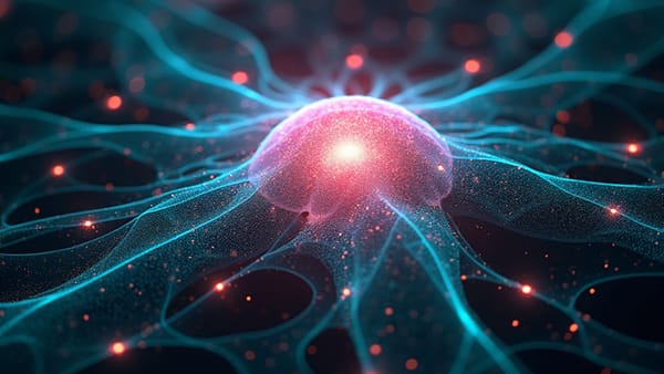 Neural network dissolved into user access points with prismatic data streams | AI distribution over technology advantage | Strategic value shift