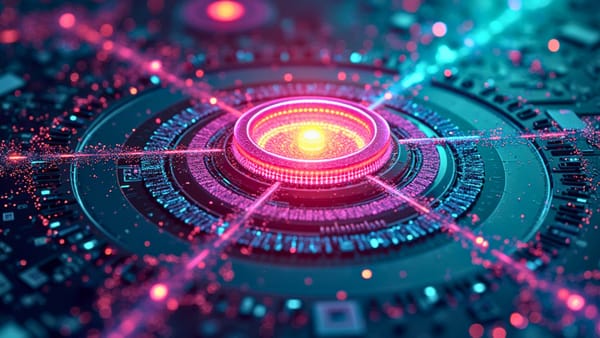 Holographic interface visualizing AI existential risk psychology with teal-magenta data streams, reflecting Oxford research on apocalyptic tech narratives