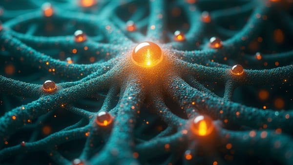 Neural decision pathways visualize AI governance tension between closed proprietary and open source models with prismatic light refraction
