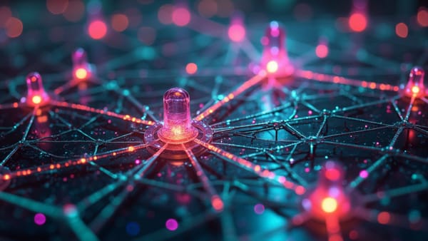 Network visualization showing semantic entropy dominance in AI reasoning systems with iridescent connections