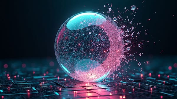Holographic data sphere fragmenting into prismatic neural pathways | AI resource scarcity | Technological innovation emergence | Data limits
