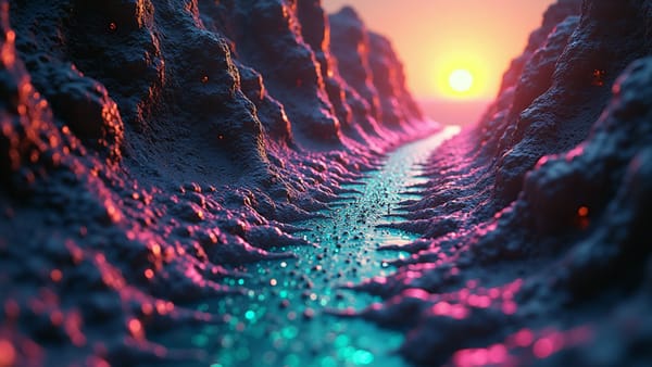 Fractal neural pathways dissolve into prismatic light barriers | AI limitations visualization | LeCun AGI skepticism | Tech sublime