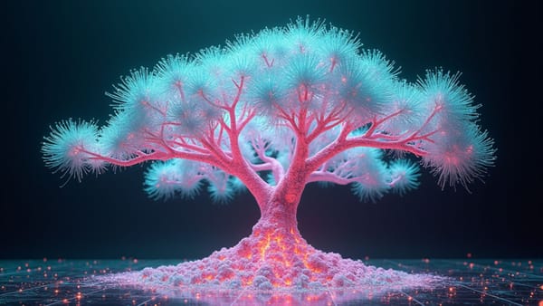 Holographic AI thinking spaces transforming complex data into crystalline structures | Anthropic's domain specialization tool | AI innovation