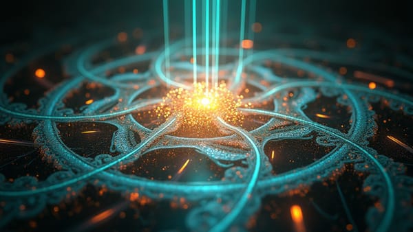 Holographic fractal projection symbolizing Wolfram's computational irreducibility theory and AI's fundamental limitations in predictive capacity